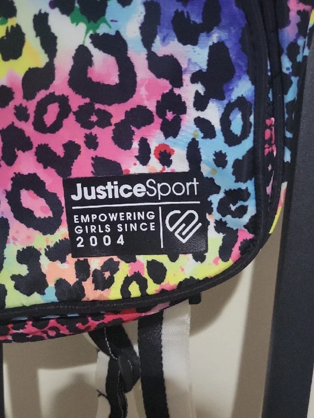 Justice Girls Rainbow Leopard Print Backpack - Pink Blue Green Purple